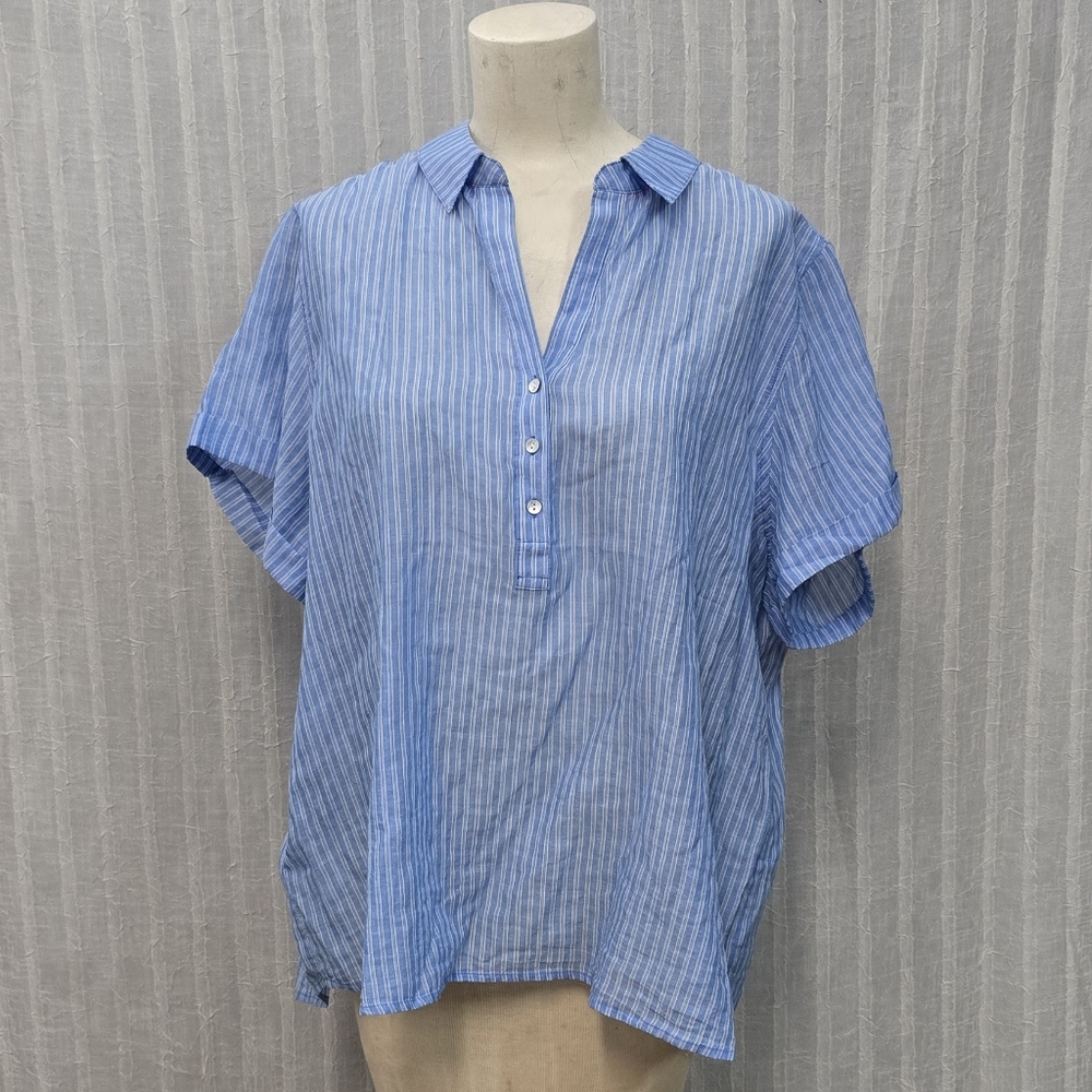 Tommy Bahama Blue and White Striped Shirt